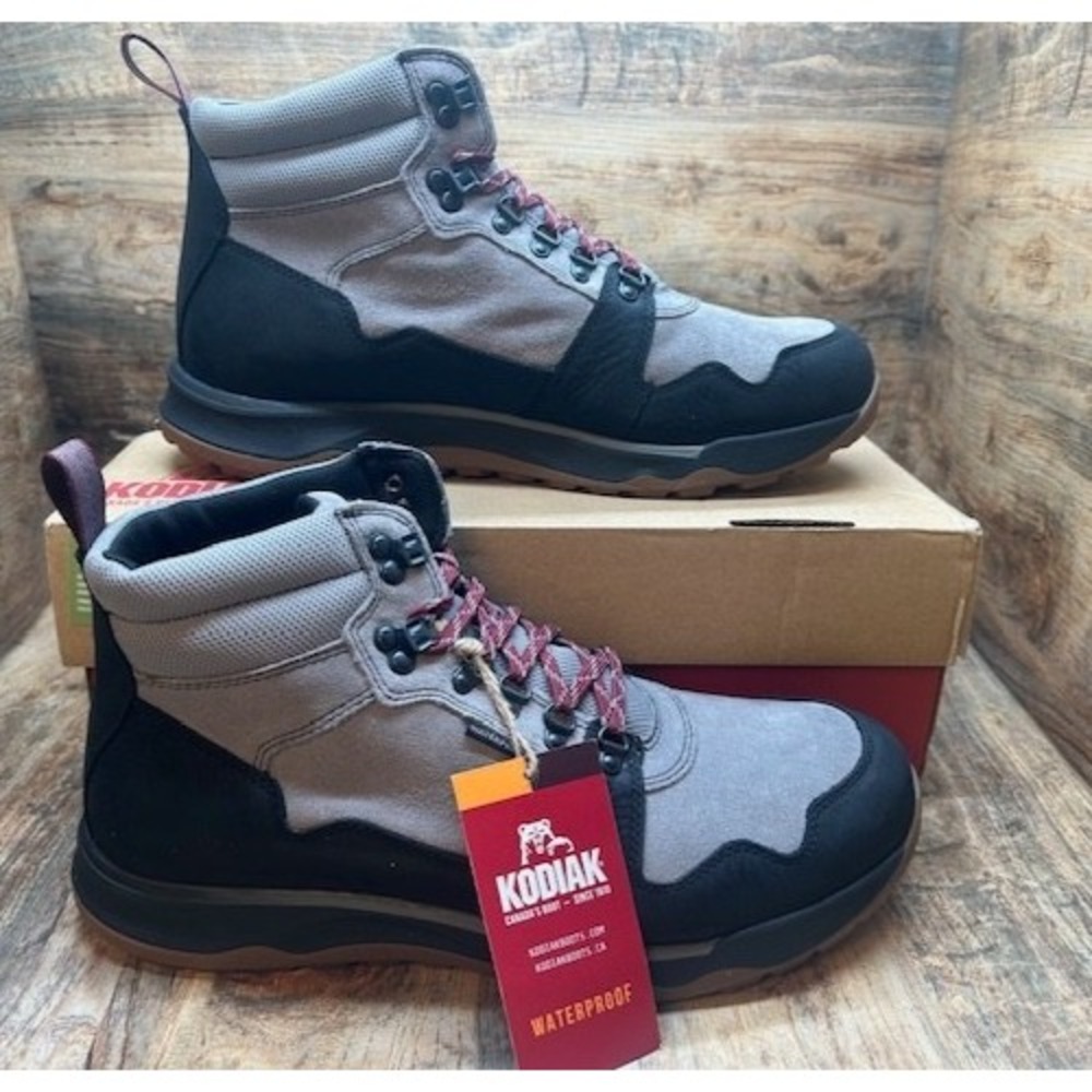 Kodiak Men's Stave Suede Mid Waterproof Hiking Boots Black/Grey NIB - Size 10.5